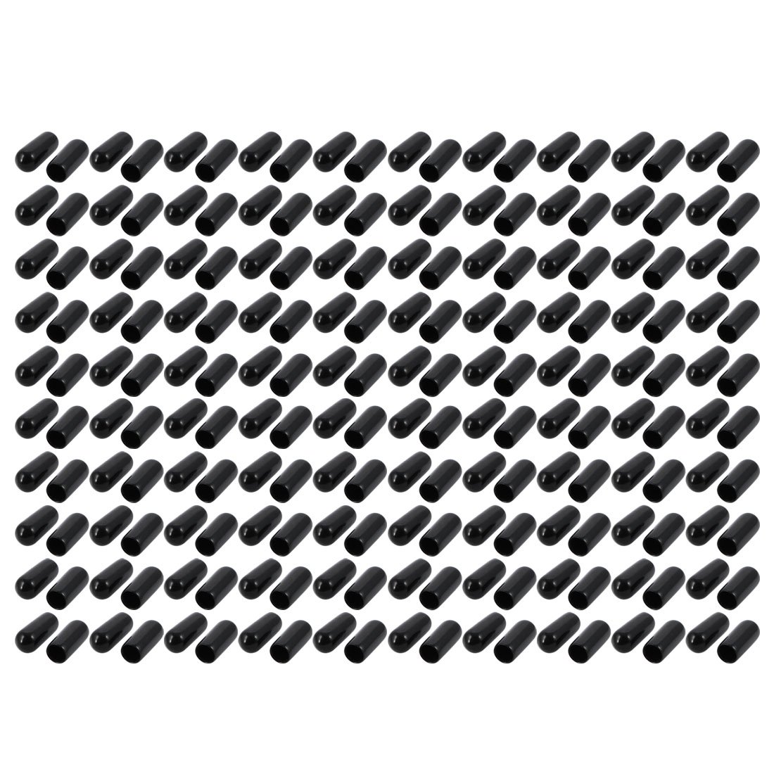 sourcingmap 200Pcs 5mm Inner Dia PVC Flexible Vinyl End Cap Screw Thread Protector Cover Black