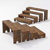 TOSMAL 2 Set Wooden Riser Display Stands,4 Tier Stackable Cupcake Stand,Wood Dessert Table Display Set,Perfume Organizer Stand,Display Shelf for food,figures,& Farmhouse Decor
