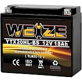 YTX20HL-BS Sealed AGM Maintenance Free Motorcycle Battery, 12 Volt 18 AH, 300 CCA Scooter Battery