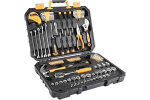 DEKOPRO 128 Pieces Tool Set-General Household Hand Tool Kit, Auto Repair Tool Set, with Plastic Toolbox Storage Case (128PCS)