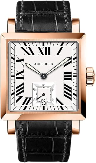 Amazon Agelocer メンズ 腕時計 トップブランド 機械式カレンダー 夜光アナログ腕時計 スクエアローマダイヤル Agl 3302d1 メンズ腕時計 腕時計 通販