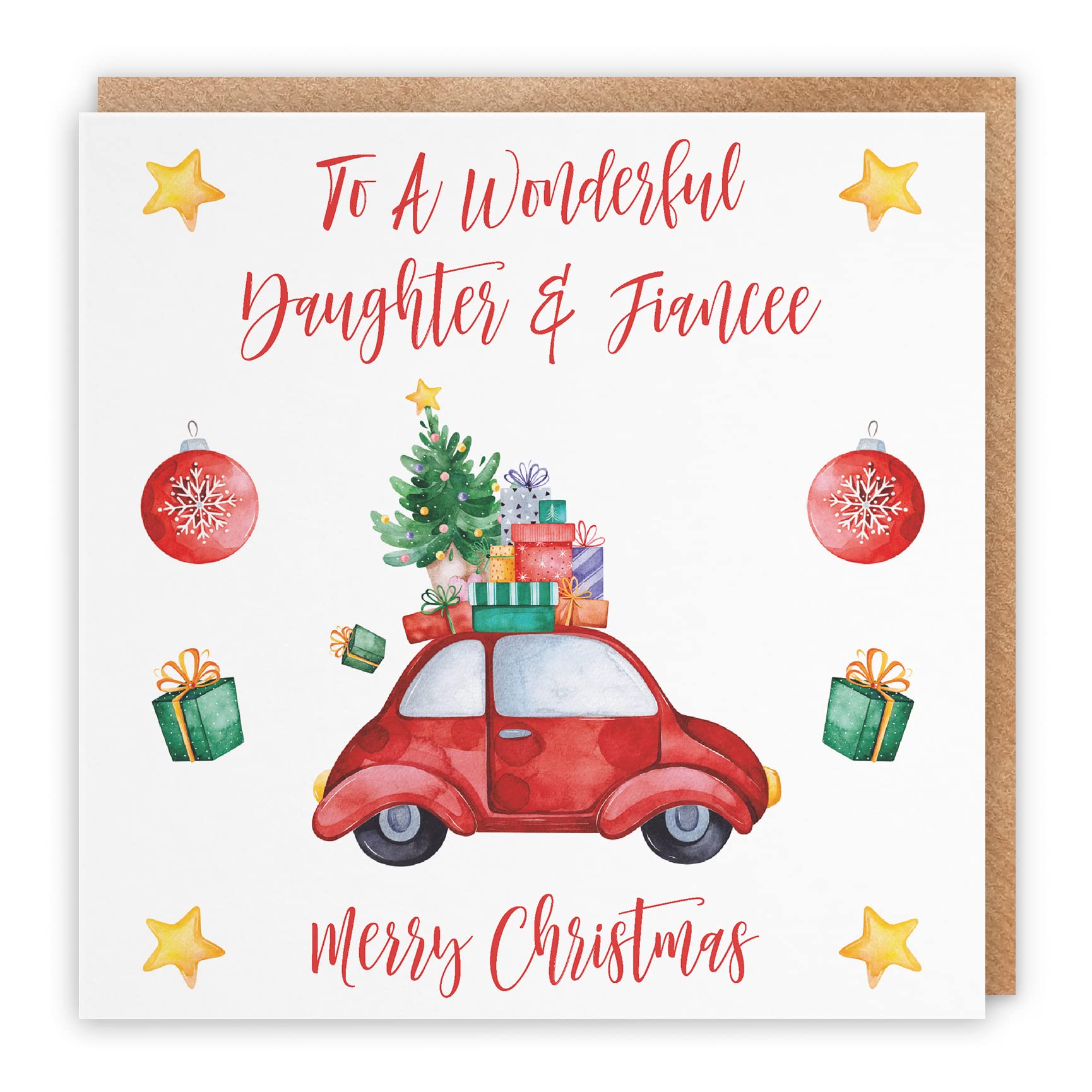 Hunts England - Daughter And Fiancee Christmas Card - To A Wonderful Daughter & Fiancee - Merry Christmas - Christmas Holiday Collection