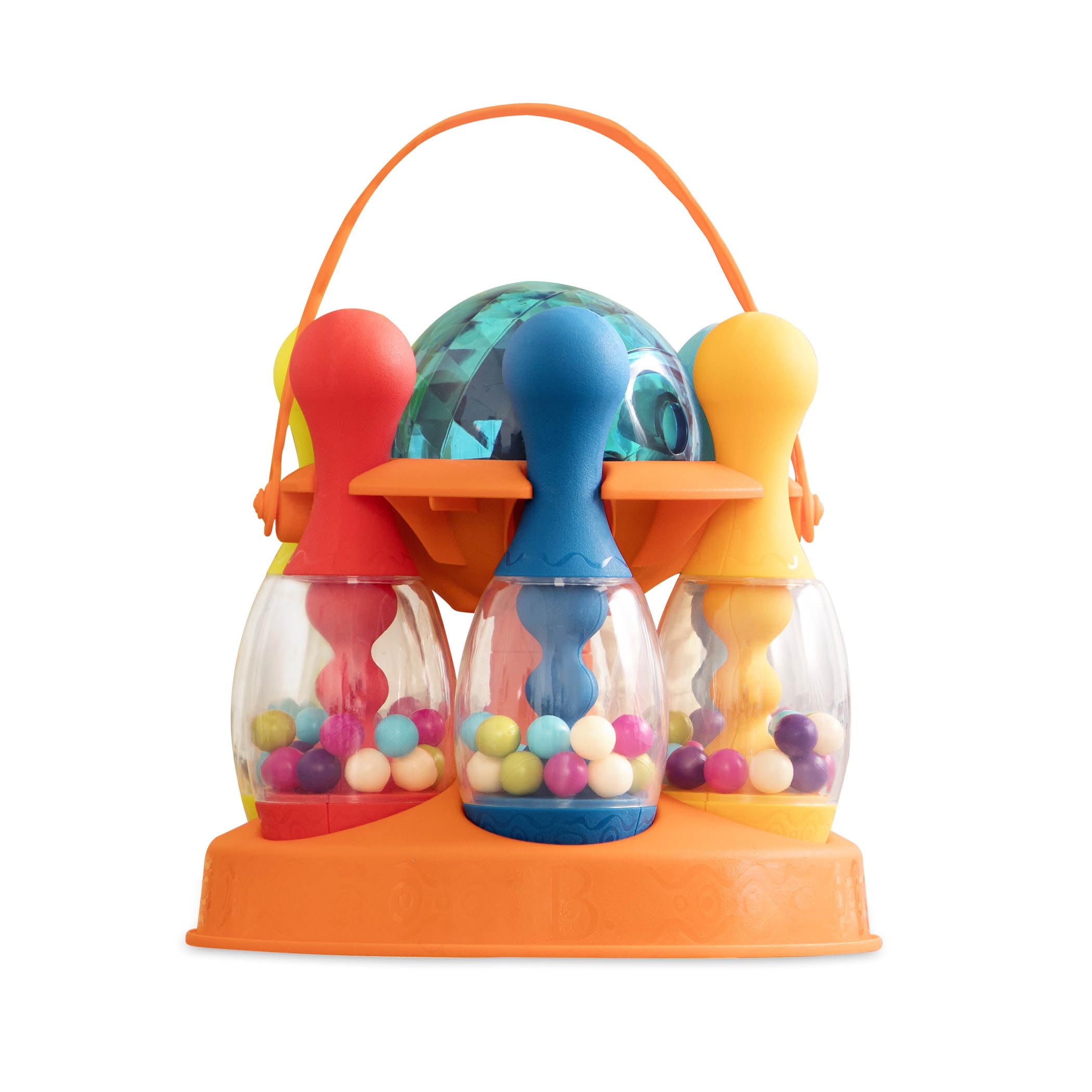 B. toys – Let's Glow Bowling! – Multicolored Six Pin Toy Bowling Set with Flashing Light – Up Ball & Carrying Caddy for Kids – 2+ Years