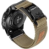 Bandletic Compatible with Garmin Instinct Watch Bands, 20mm Quick Fit Rugged Nylon Strap with Magnetic Fidlock V-Buckle for Fenix 8 43mm/7S Pro/6S/5S Plus/Instinct 2s E 40mm/Epix 2 Pro 42mm, M-Khaki