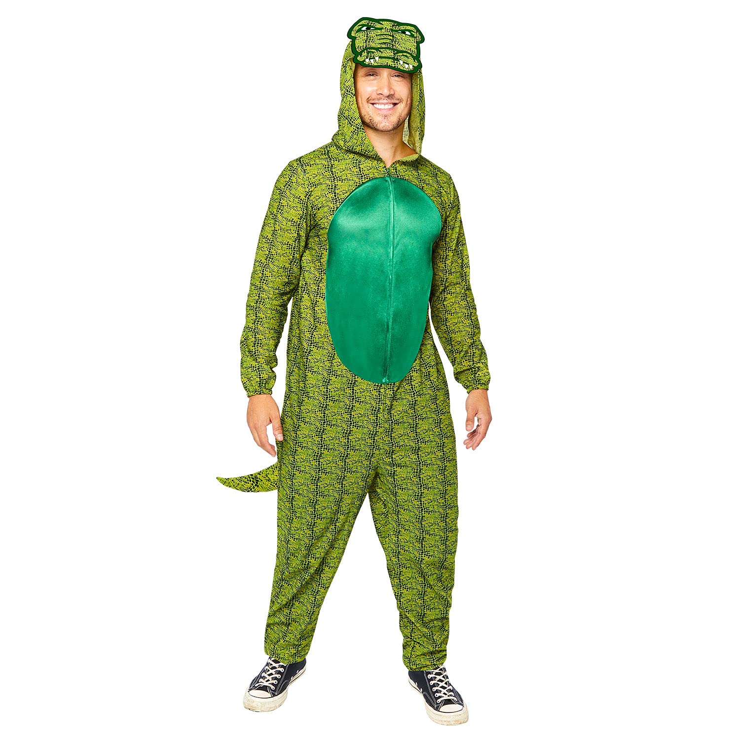 Amscan 9908784 Crocodile Print Onesie Costume Standard Size, Green