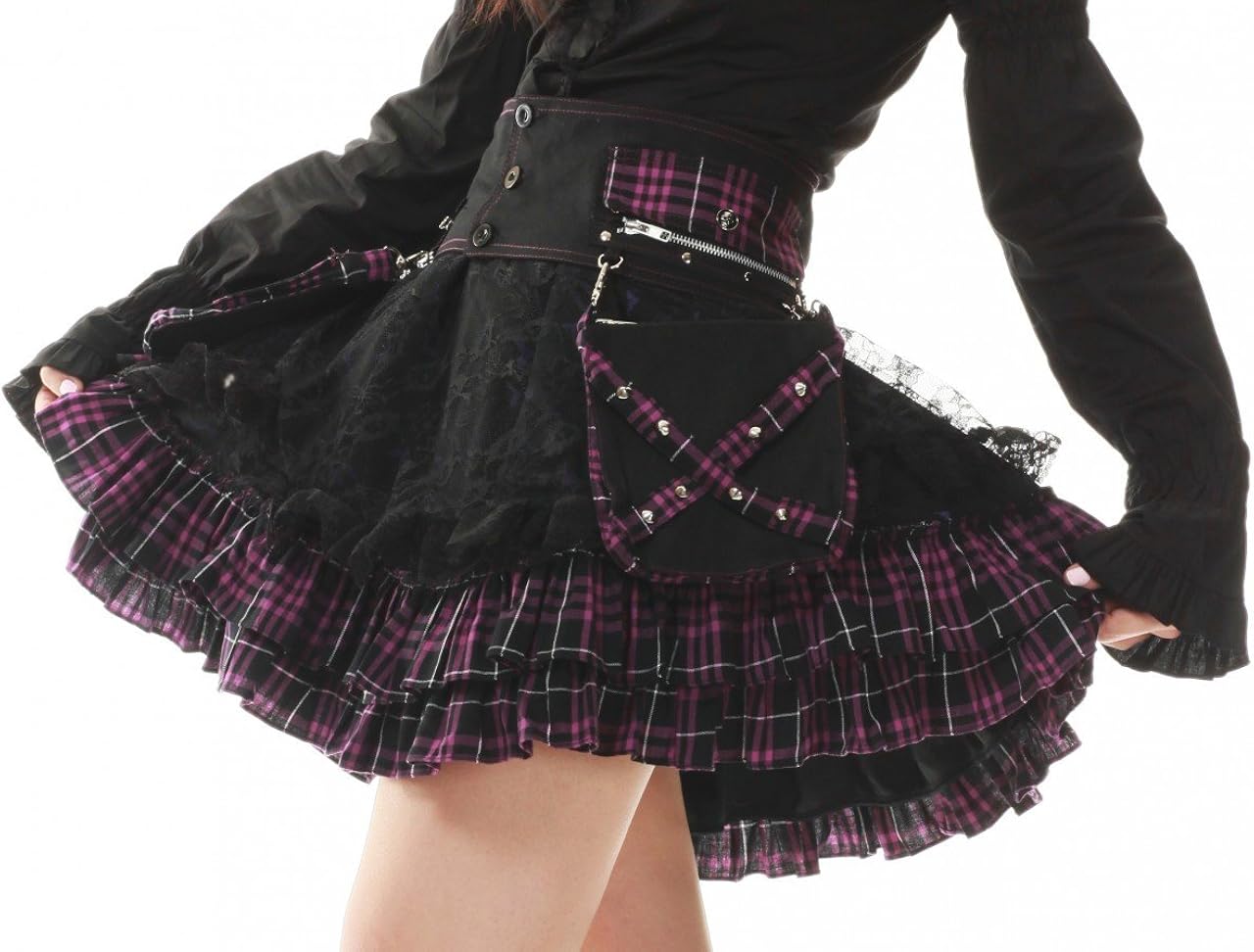 Lolita Charm Women's Punk Lolita Nana Skirt-One Size-Black and Purple at  Women’s Clothing store