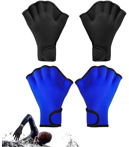 2 Paires De Gants De Natation Palmés En Silicone - Entraînement, Surf, Aquagym - Taille M Et L Pour Femmes Et Hommes - Bleu - 8