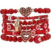 Lonext Beaded Stretch Bracelet for Women, Boho Y2k Style, St. Patrick's Day Valentine's Day Theme, 7.0 Inch, Clay Material