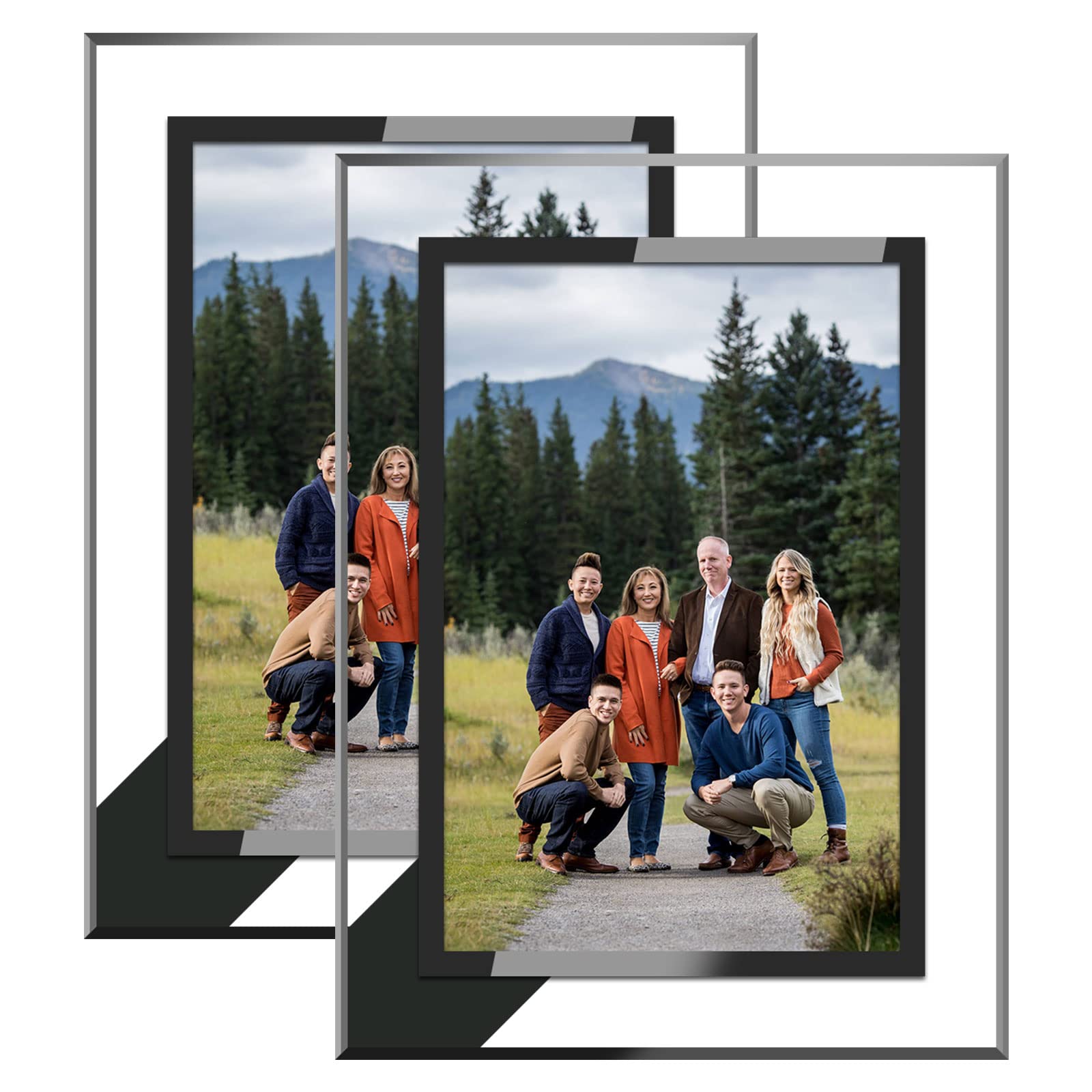 ASelected 2 Pcs A4 Photo Frames Glass Picture Frame Freestanding And Wall Mountable For Family Photos,Certificates Display, Home Decoration, Silver, 29.7X21CM