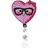 Valentines Day Pink Heart Retractable Valentines Day Nurse Badge Reel, with Alligator Clip,24in Nylon Cord, Nurse Office Employee Name Badge