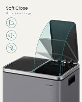 SONGMICS Dual Rubbish Bin 2-Compartment Pedal Bin with Lids 15 L Each view 7