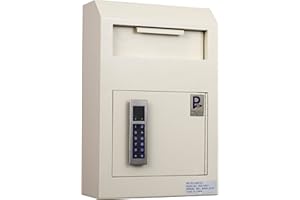 PROTEX SAFE CO. ProtexSafe Wall Mount Drop Box(WDS-150E II), Piano hinge, secure suggestions, ballots, keys, mail, money, rent checks and more, Metal baffle to protect slot, electronic lock, Off-White