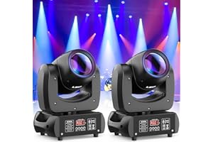 HOLDLAMP Moving Head DJ Lights, 120W LED Moving Head Light with Rotating Gobos (18-Facet Prism) and 8 Colors with DMX and Sound Activated Modes for Wedding Parties Church Live Band Show Bar (Set of 2)