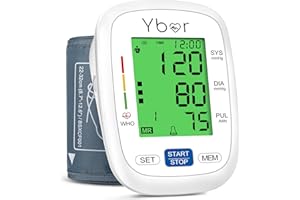 Ybor Blood Pressure Monitor for Home Use, Digital Upper Arm Blood Pressure Machine with 2x99 Memory Large Backlit Screen Disp