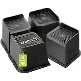 Yookwutar Bed Risers 2 inch, 3 inch, 4 inch, 6 inch, 8 inch Heavy Duty, Oversized Furniture Riser for Couch Sofa Table Chair Leg Frame Dorm, Support up to 6000 Lbs (Black 4 Pack, 4 inch)