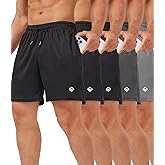 lomsoe 5 Pack Gym Shorts Men 5 Inch Quick Dry Mesh Shorts Men Lightweight Training Athletic Running Shorts with Pockets