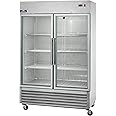 Arctic Air AGR49 Two Door Glass Reach-In Refrigerators, 2 doors 6 shelves, 33DF to 41DF, 49 cu. ft, Stainless Steel