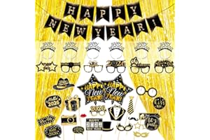 HEYPRIIL Happy New Year Decorations 2026, Happy New Year Eve Party Supplies Banner Fringe Curtain Backdrop Nye Photo Glasses Headbands Foil Balloons Party Favor Decor Kit