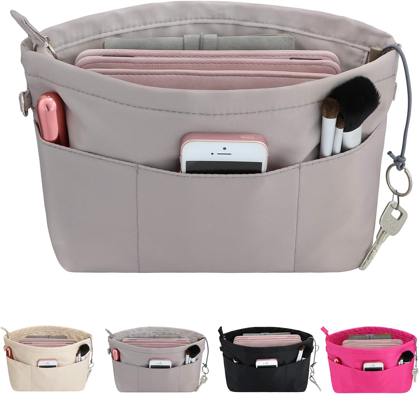 HyFanStr Bag Organizer for Longchamp Le Pliage Large Tote Bag Organizer with Zipper for Women Handbag Organizer Inside Liner with 13 Pockets (Grau