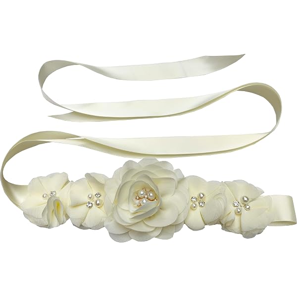 Lace Flower Sash Belt Girl Women Bridal Wedding Dress  display picture 3