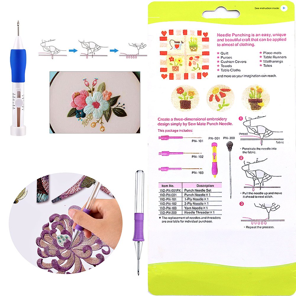 Magic Embroidery Pen, Punch Needle Set Craft Tools with case, Embroidery Kit Including 50 Color Threads for Embroidery Threaders Knitting Sewing