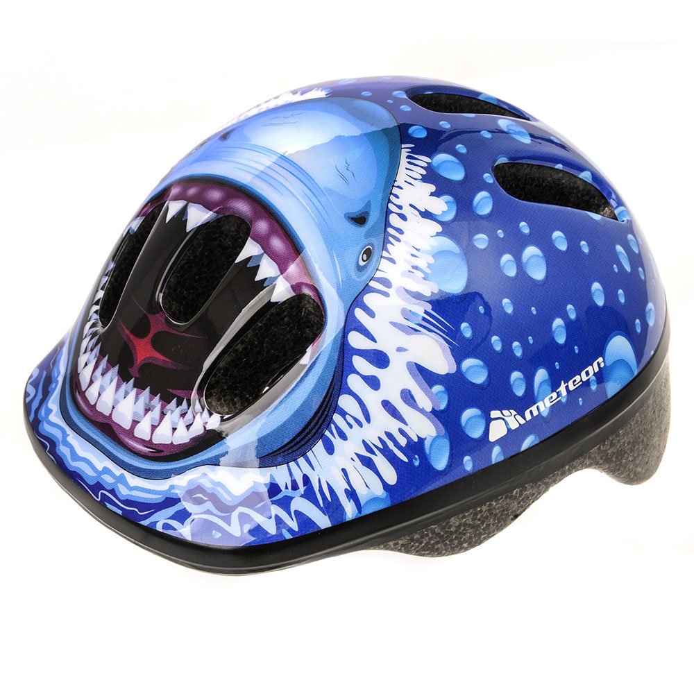 Meteor Kids Bike Helmet Shark XS 44-48 cm, Toddler & Child Cycling Helmet, Lightweight Adjustable Scooter & Skate Helmet with Airflow Vents, Washable Padding, Safety Head Protection