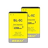 BEBAT (2 Pcs) BL-5C Battery, 3.7V 2200mAh