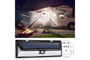 POVTIMS Solar RV Porch Light, 118 LED Solar Flood Light, Motion Sensor RV Exterior Light with 3 Modes IP65 Waterproof for RV Travel, Travel Trailer, Camper, Outdoor, Yard, Wall, Street, Patio