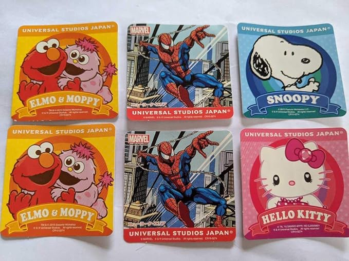 Amazon Co Jp Usj限定 非売品シールステッカー4種合計6枚 ユニバーサルスタジオジャパン エルモ スパイダーマン キティ スヌーピー おまけ1枚 ホビー 通販