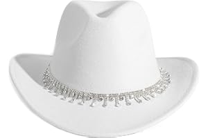 HUDANHUWEI Rhinestone Cowgirl Cowboy Hat Shiny Wide Brim Hat for Party