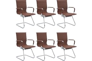 BESTANO Office Guest Chairs - Reception & Waiting Room Set of 6 with Mid Back, Modern PU Leather Desk Chairs
