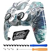 eXtremeRate LUNA Redesigned Front Shell Touchpad Compatible with ps5 Controller BDM-010 020 030 040 050, Jade Dragon Cloud Dominator Replacement Faceplate Case Touch Pad Compatible with ps5 Controller
