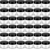36 Pack 1 OZ Plastic Jars with Lids Clear Cosmetic Containers for Storage | Reusable, Refillable Transparent Travel Container for Lotion, Cream, Powder, Beauty Product and Small Accessories