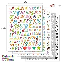 1770 Pcs Alphabet Stickers 0.5 Inch Colorful Letter