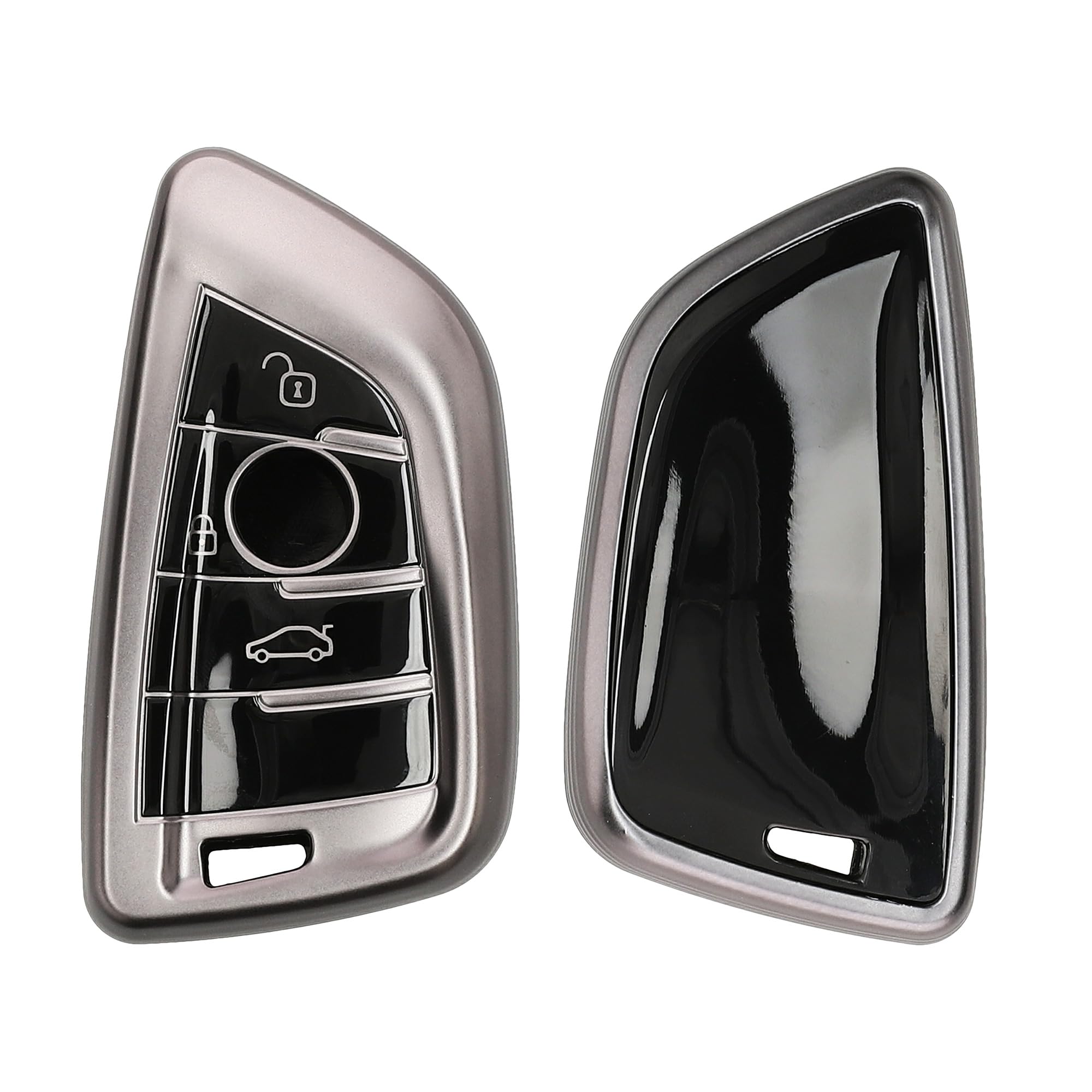 kwmobile Key Cover Compatible with BMW 3 Button Car Key Smart Key - Soft TPU Car Key Fob Protector Case - Black Matte/Black
