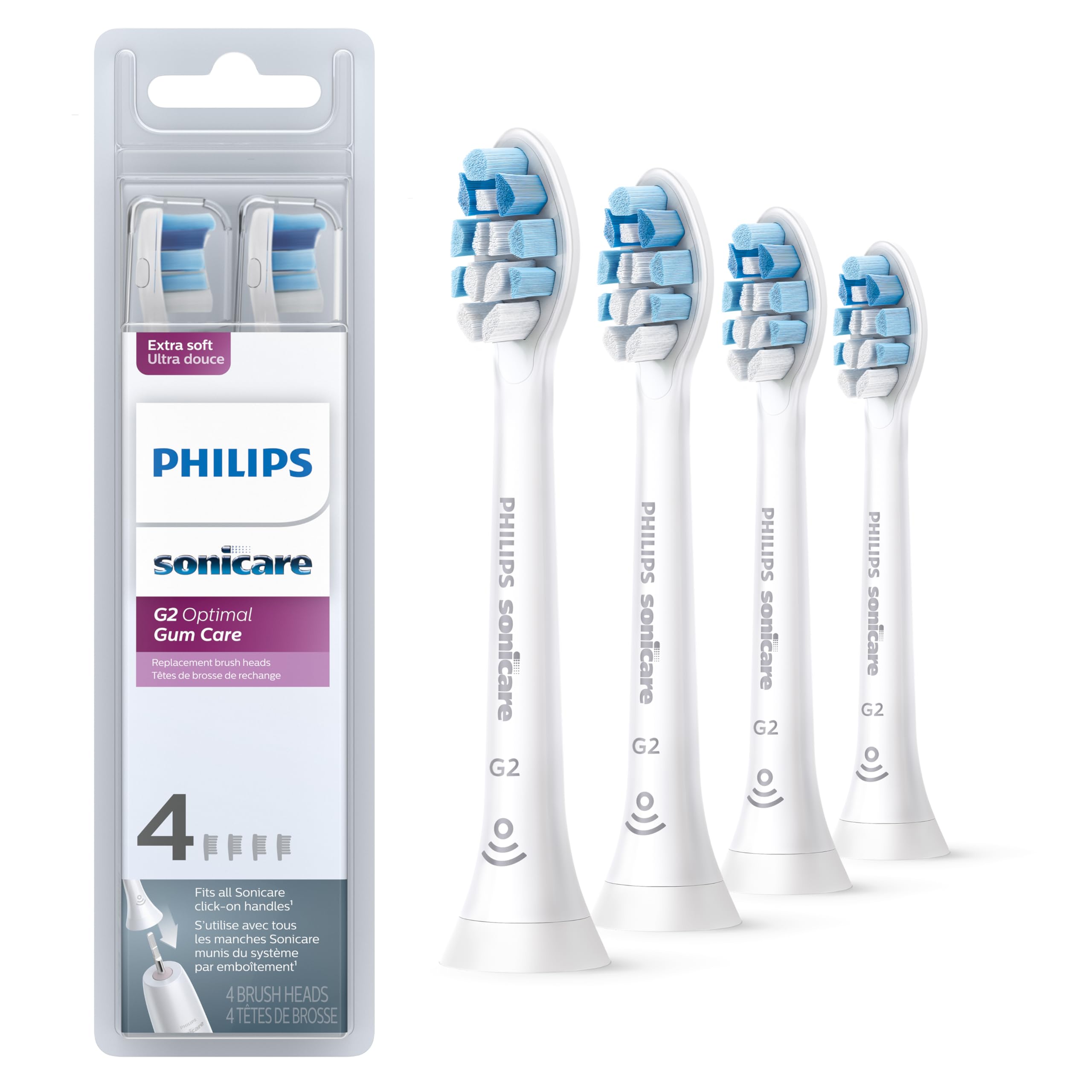 Photo 1 of Philips Sonicare Optimal Gum Care Replacement Toothbrush Heads, HX9034/65, BrushSync™ Technology, White 4-pk