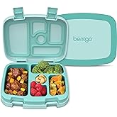 Bentgo Kids Bento-Style 5-Compartment Leak-Proof Lunch Box - Ideal Portion Sizes for Ages 3 to 7 - Durable, Drop-Proof, Dishwasher Safe, PFAS & BPA-Free & Made with Food-Safe Materials (Seafoam)
