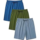 Andrew Scott Men's 3 Pack Soft & Light Cotton Drawstring Yoga Lounge & Sleep Jam Shorts/Jersey Shorts with Pockets