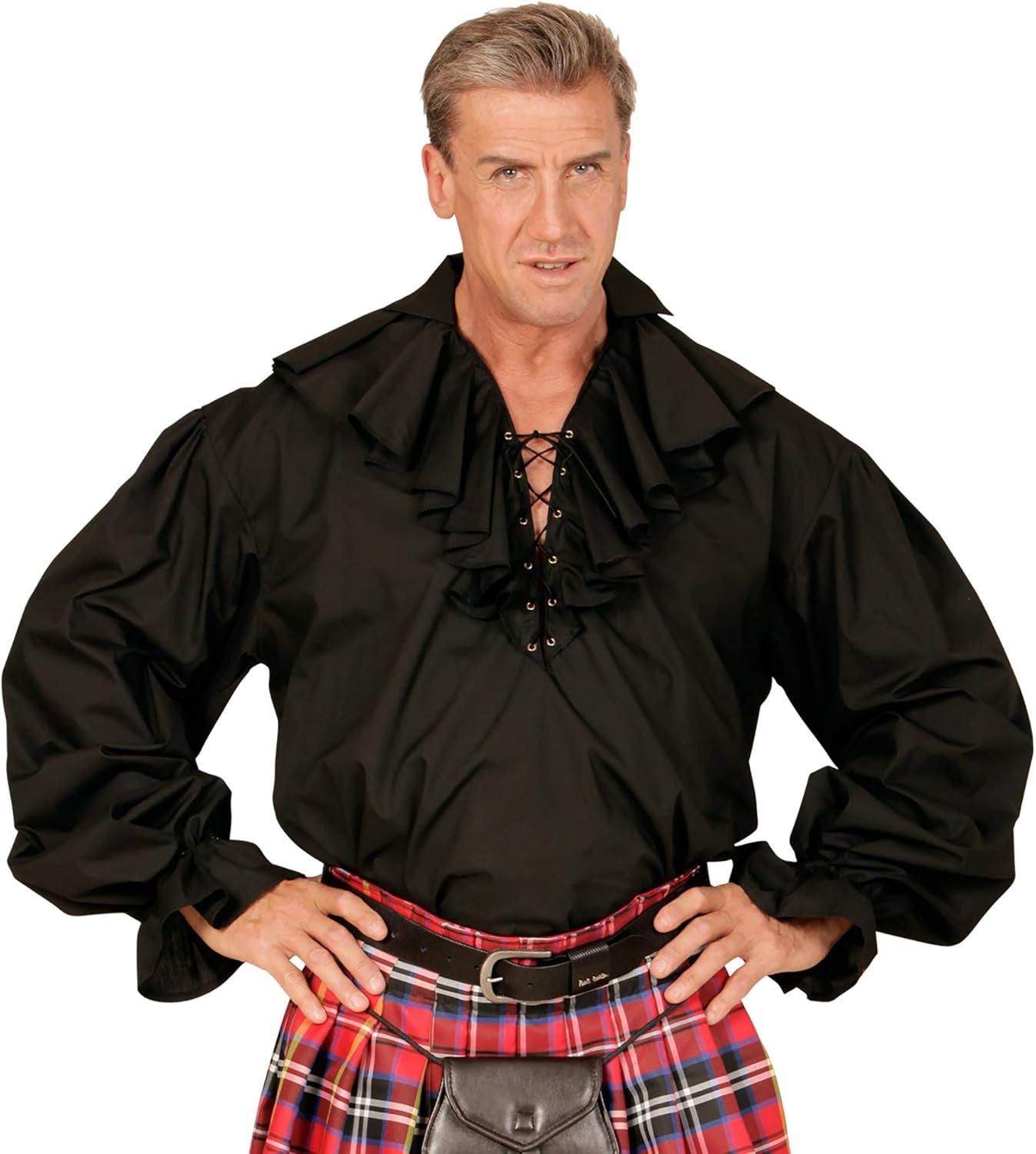 Pirate Shirt xL Mens - Black Costume Extra Large for Buccaneer Fancy Dress - Image 4