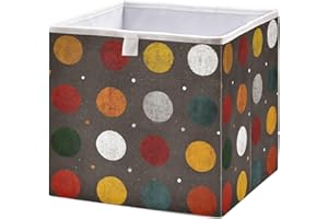 YMGQYJ Storage Cube Colored Dots Print, Foldable Organizing Baskets Bins with Reinforced Board 11×11×11 in 1 Pack