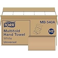 Tork Universal MB540A Multifold Paper Hand Towel, 1-Ply, 9.5" Width x 9.13" Length, White, (Case of 16 Packs, 250 per Pack, 4