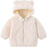 AIWUHE Toddler Fleece Jacket Winter Coat Boys Girls Hooded Fleece Warm Outwear 3D Ear Padded Zipper Jacket With Pockets 1-6Y