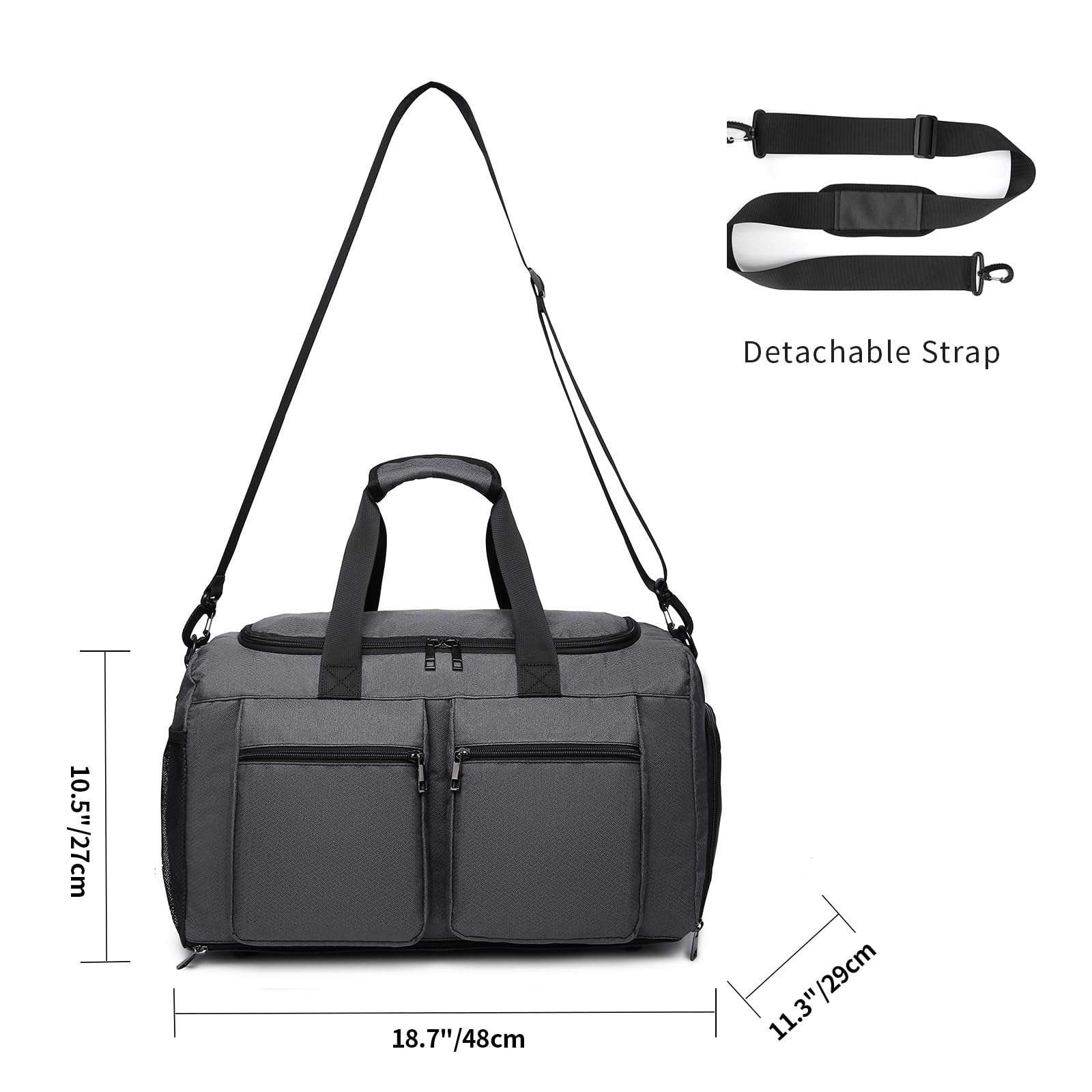 seyfocnia Gym Weekender Bag for Men Women Travel Duffel with Wet Pocket Overnight with Shoe Compartment Carry On Travel Bag Gym Duffle Sports Bag-Black