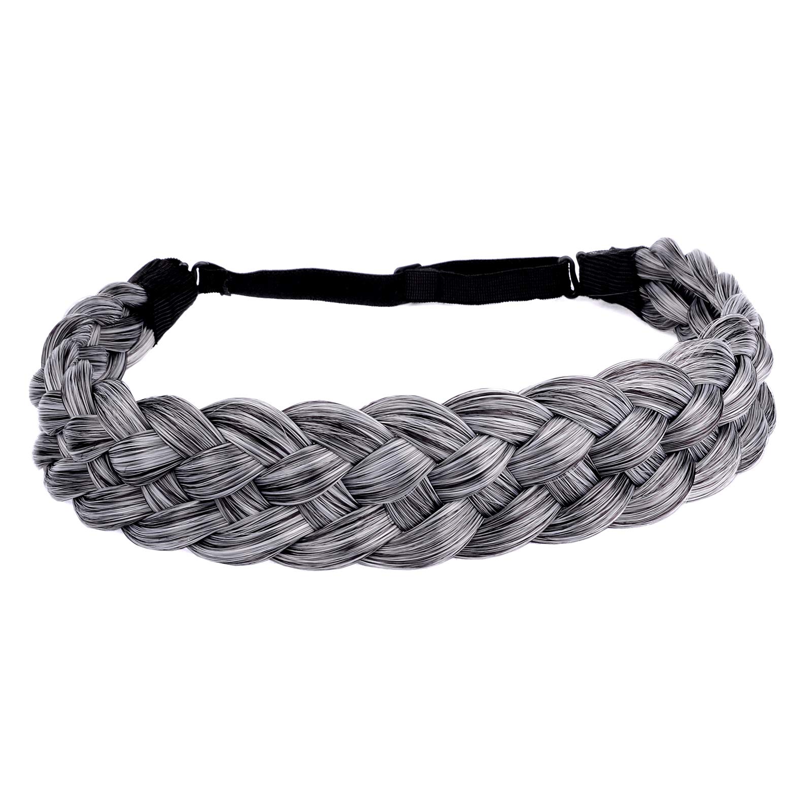 Gledola 5 Strands Synthetic Hair Braid Headband Hair Braided Headband for Women Girl (Dark Gray)
