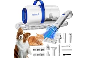 Yowmoft Dog Grooming Vacuum & Kit, 15 Pet Grooming Tools, Max 11 Kpa, 2 L Capacity, Pet Groomer for Dogs/Cats/Home
