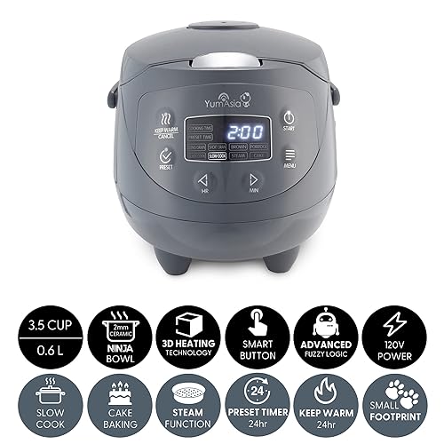 Yum Asia Panda Mini Rice Cooker With Ninja Ceramic Bowl and Advanced Fuzzy  Logic cup, litre) Rice