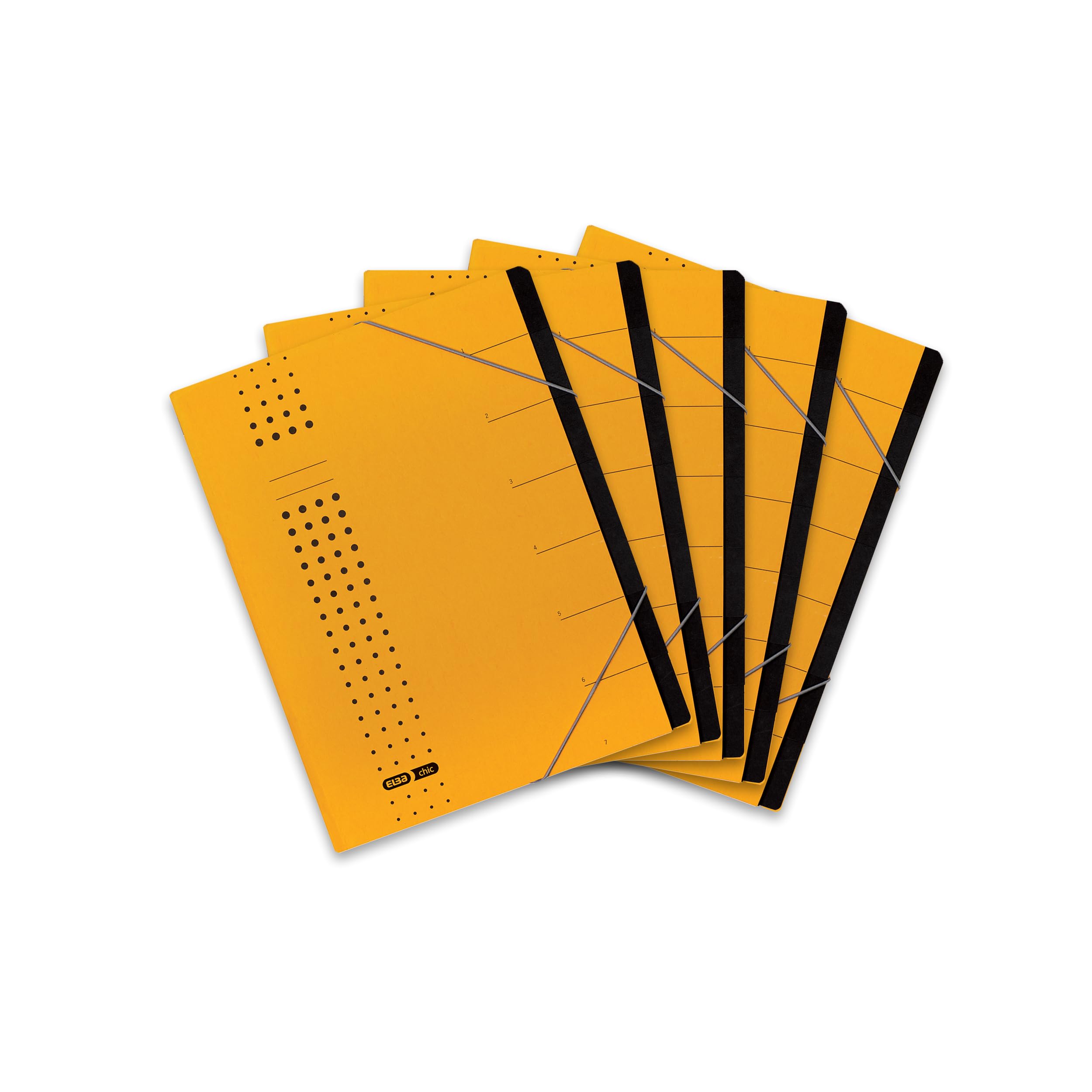 ELBA Chic Folder for A4 Cardboard 7 Compartments Yellow Pack of 5