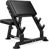 JELENS Preacher Curl Bench, Bicep Strength Training Bench for Barbell and Dumbbell, Seated Preacher Curl Machine for Arm Workout, Adjustable Weight Bench with 2 Bar Holders