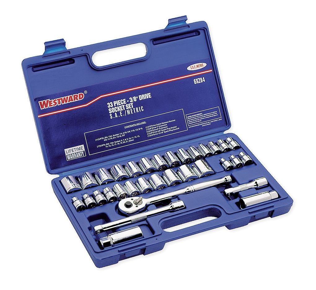 Westward 6XZ84 Socket Set, 33 Pieces Drive Sockets