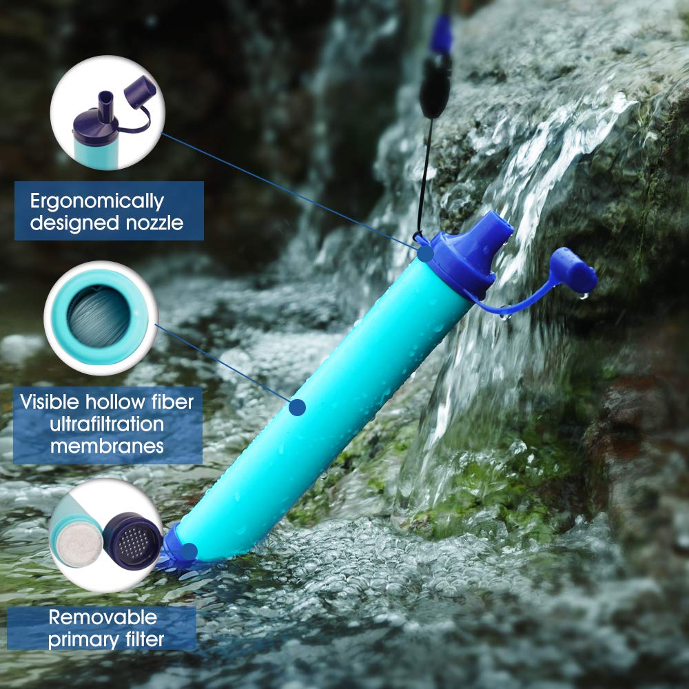 Membrane Solutions Straw Water Filter,Survival Filtration Portable Gear,Emergency Preparedness,Supply for Drinking Hiking Camping Travel Hunting Fishing Team Family Outing (6Pack): Industrial & Scientific